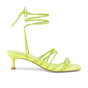 NWOT LPA leather Lucia Green Strappy Greek Wrap Heel Sandals 7.5